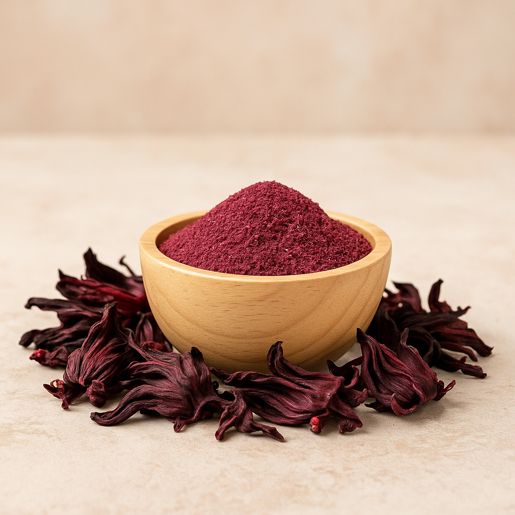 Poudre d’Hibiscus – Soin capillaire pousse cheveux ; masque visage