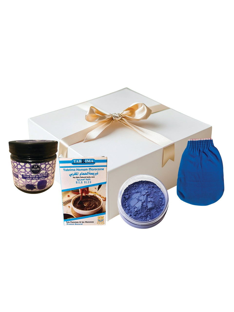 Set de hammam Nila Bleu: Tratamiento completo para una piel radiante y un cabello fortalecido