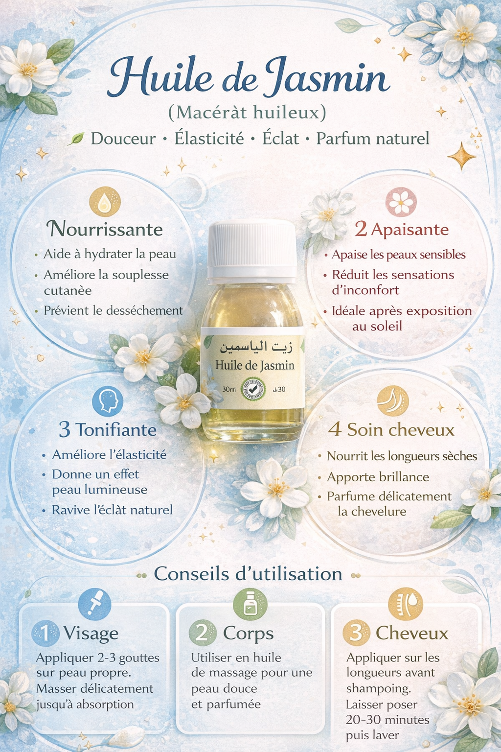 Jasmine Oil 30 ml - Nourishing Skin Care Hair