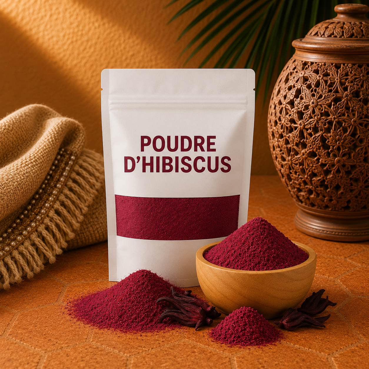 Poudre d’Hibiscus – Soin capillaire pousse cheveux ; masque visage - 100g
