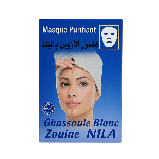 Ghassoul Blanc au Nila Bleu 25g – Teint Unifié & Peau Purifiée