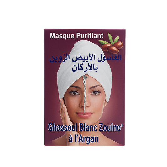 Ghassoul Blanc à l’Argan 25g – Éclat & Anti-Âge Naturel