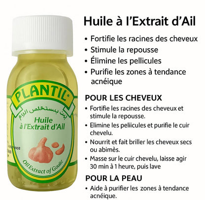 Huile d’Ail Plantil 60ml – Soin Naturel Cheveux & Peau