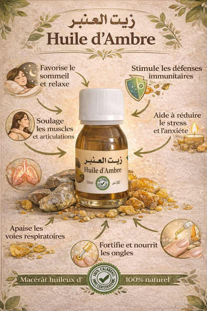 Huile d’Ambre 30 ml – Huile Parfumée aux Notes Ambrées
