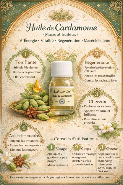 Huile de Cardamome 30 ml – Huile Naturelle Digestive etTonifiante
