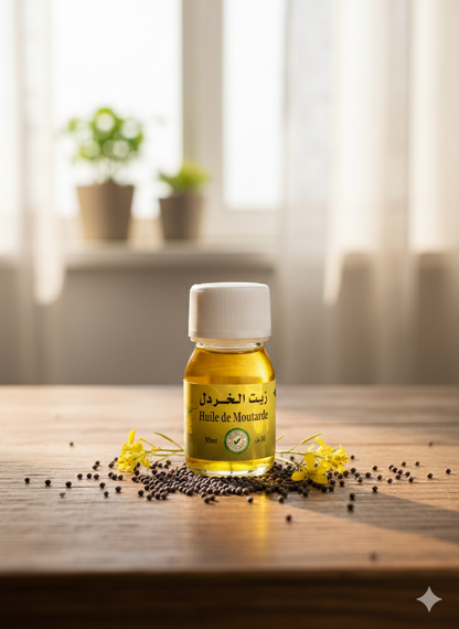 Huile de Moutarde 30 ml – Huile Chauffante Massage et soin Cheveux