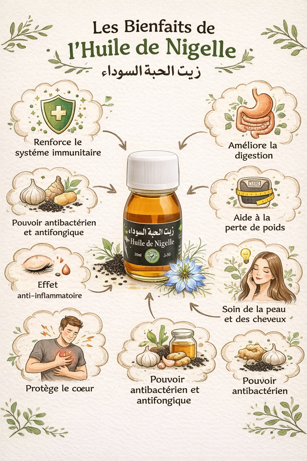 Aceite de Nigella 30 ml - Aceite natural para la piel, el cabello y la barba