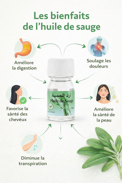 Huile de Sauge 30 ml – Huile Naturelle Massage et Soin Corps