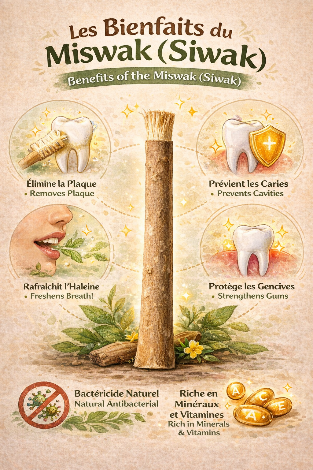 Lot de 10 Bâtons de Siwak – Hygiène Bucco-Dentaire Naturelle