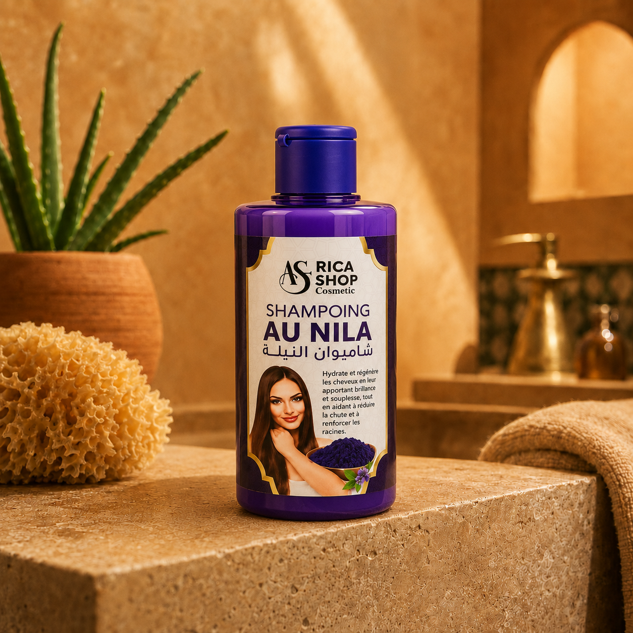 Shampoing au Nila Bleu 1 Litre – Soin Capillaire Marocain