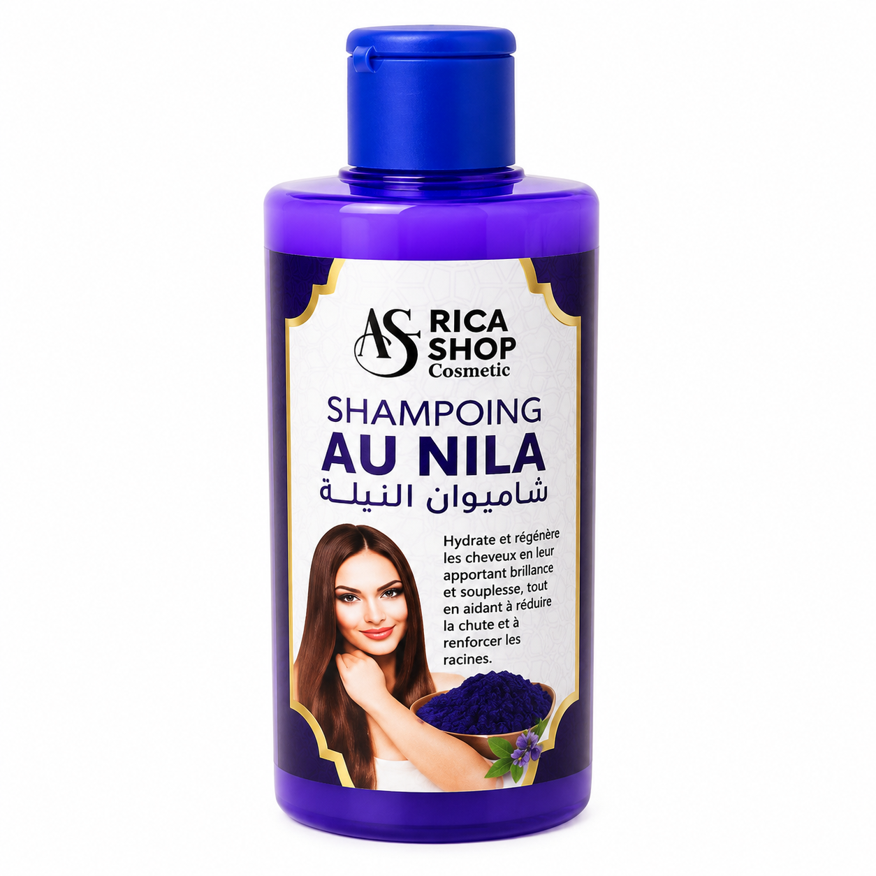 Shampoing au Nila Bleu 1 Litre – Soin Capillaire Marocain